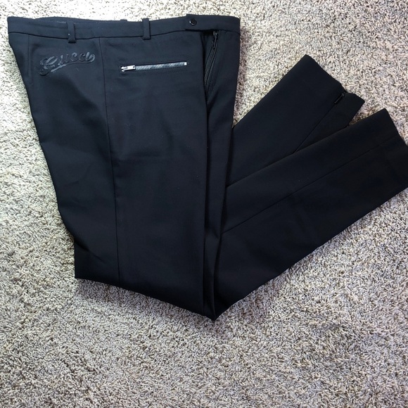 Gucci Pants - Gucci Women's Black Quiet Luxury Trousers with Zip Pocket, Size 4-6 (US)